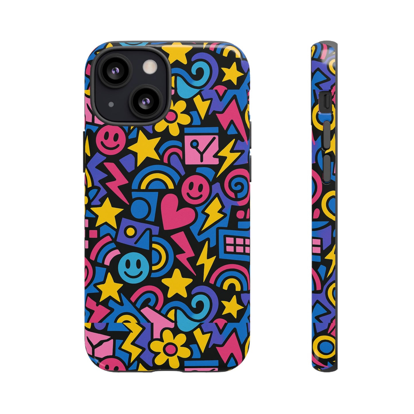 vibrant multicolour cartoon protective phone case – playful 3d design for stylish protection – compatible with iphone 13, 14, 15 & 16 – all models including pro, pro max & plus