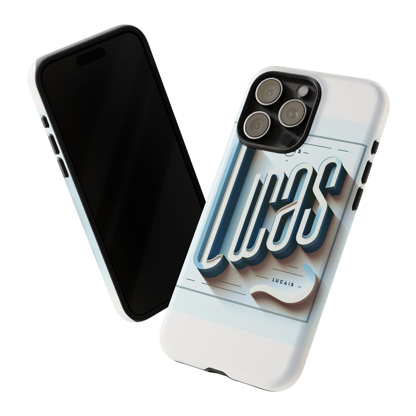 3d wrap protective phone case in blue with playful typography design – stylish protection compatible with iphone 13, 14, 15 & 16 – all models including pro, pro max & plus
