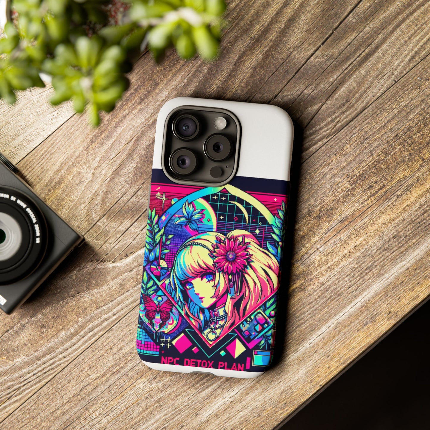 npc detox plan - vibrant protective phone case for anime and comic lovers, durable shock absorption, uv protected, glossy or matte finish