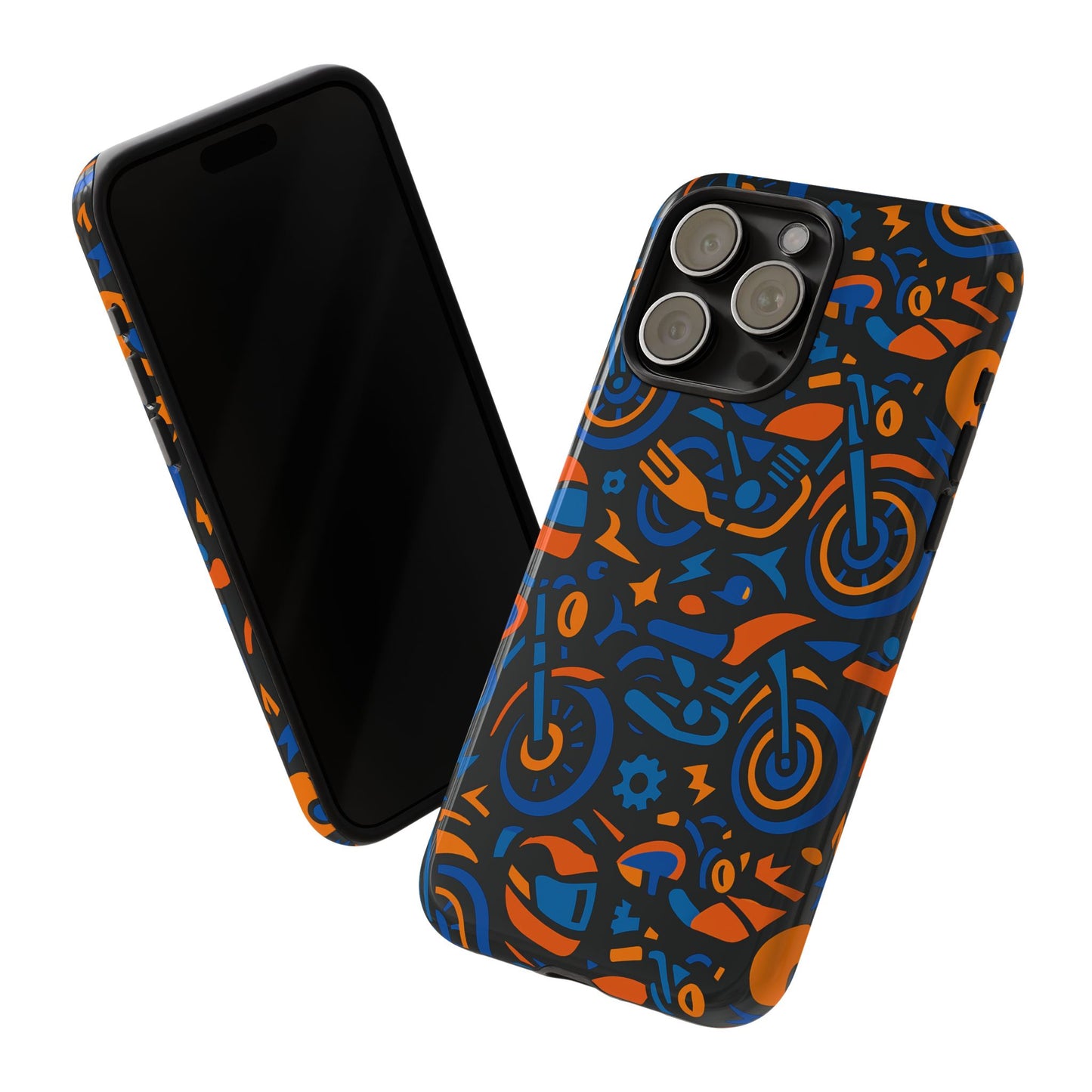 vibrant motorcycle phone case in multicolour design for stylish protection compatible with iphone 13, 14, 15 & 16 – all models including pro, pro max & plus