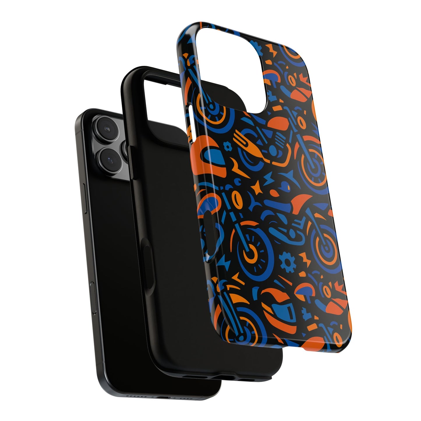 vibrant motorcycle phone case in multicolour design for stylish protection compatible with iphone 13, 14, 15 & 16 – all models including pro, pro max & plus