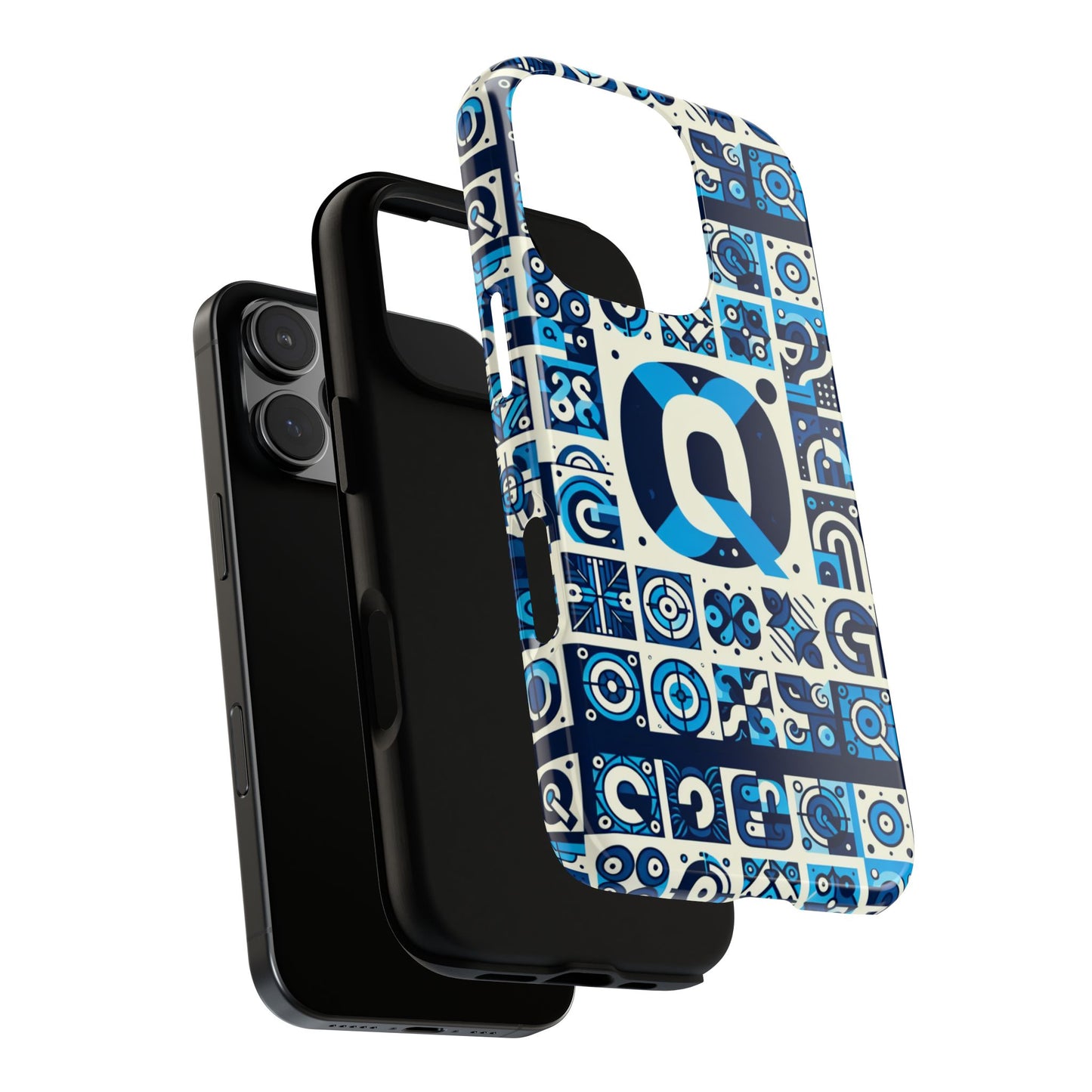 blue alphabet letter q phone case with 3d wrap protective cover for smartphones kids and adults stylish silicone shock absorption durable design