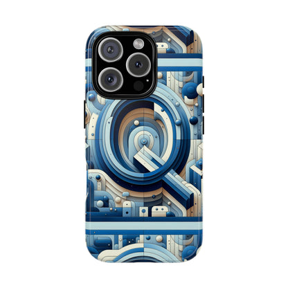 Blue Alphabet Q Phone Case for Android and iPhone Durable Shockproof Protective Cover with 3D Wrap Design
