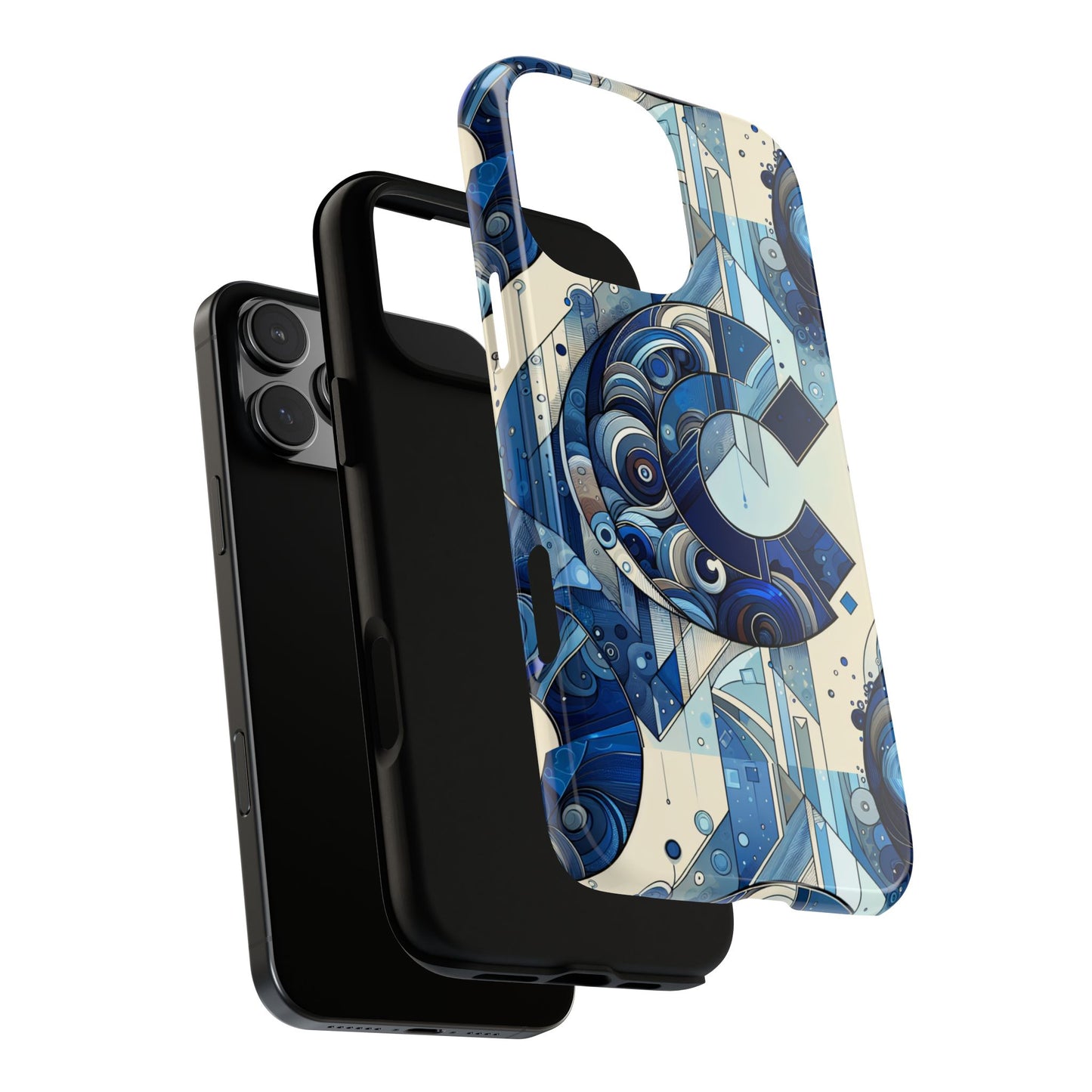 blue alphabet c phone case for smartphone protection with 3d wrap design, shock absorption, uv protection, durable silicone material, suitable for tech enthusiasts and individuality seekers