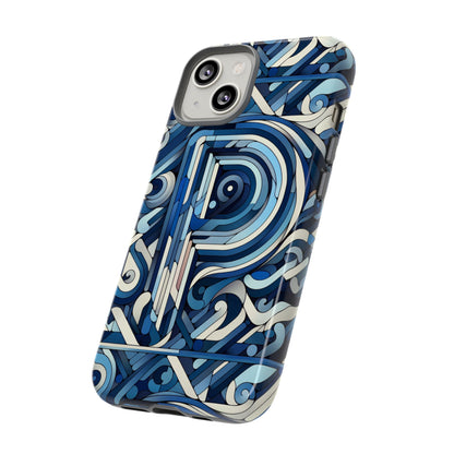 Blue Alphabet P Phone Case with 3D Wrap Design for Kids and Teens Durable Shockproof Protective Cover for Smartphones