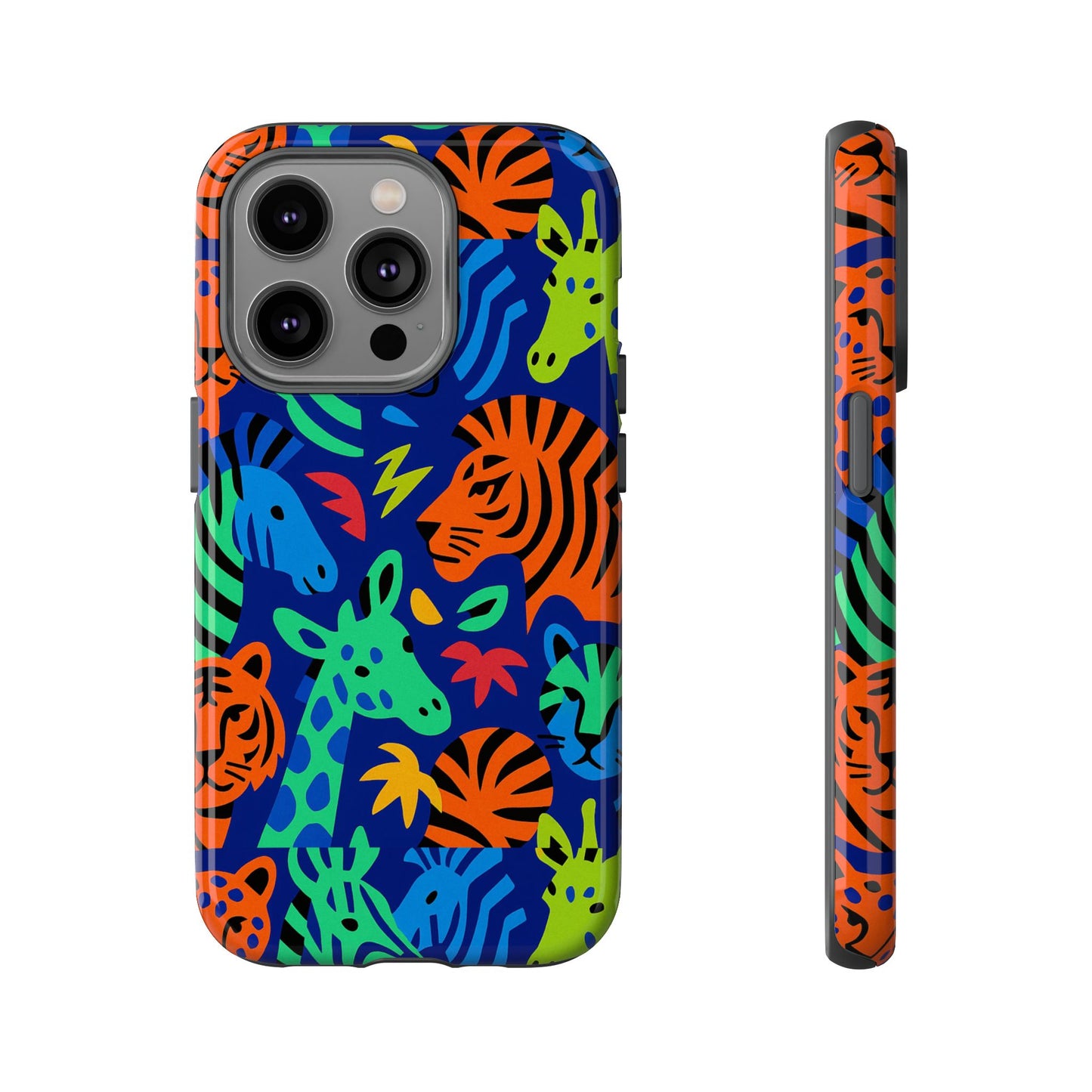 vibrant animal print 3d wrap protective phone case stylish accessory for men and women compatible with iphone 13, 14, 15 & 16 – all models including pro, pro max & plus