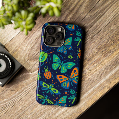 Vibrant Insect Pattern Protective Phone Case for Stylish Protection – Multicolour 3D Design Compatible with iPhone 13, 14, 15 & 16 – all models including Pro, Pro Max & Plus