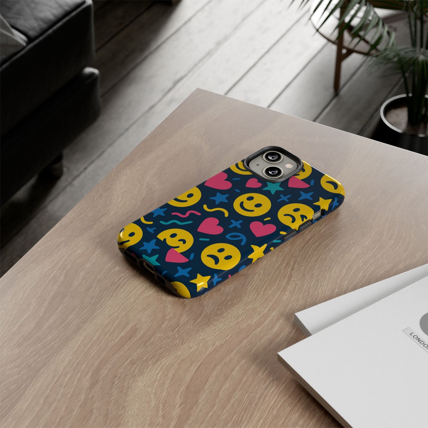 vibrant multicolour emoji phone case with 3d wrap design for playful protection compatible with iphone 13, 14, 15 & 16 – all models including pro, pro max & plus