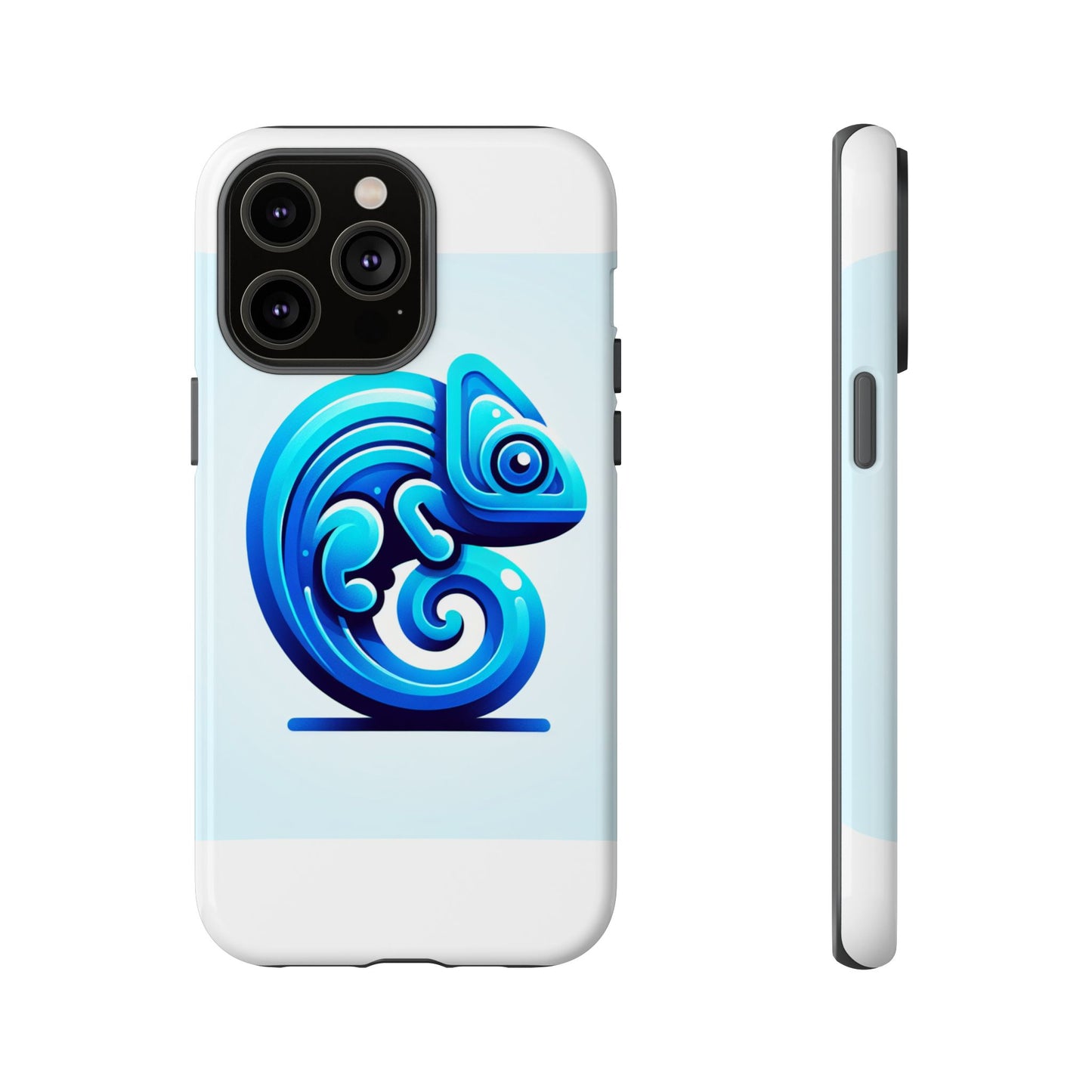 vibrant 3d chameleon phone case in blue retro design for stylish protection – compatible with iphone 13, 14, 15 & 16 – all models including pro, pro max & plus
