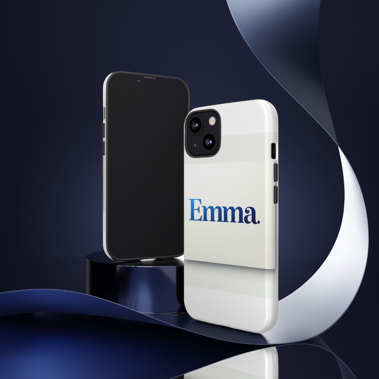 elegant personalised protective phone case in white with blue typography for stylish individuals compatible with iphone 13, 14, 15 & 16 – all models including pro, pro max & plus