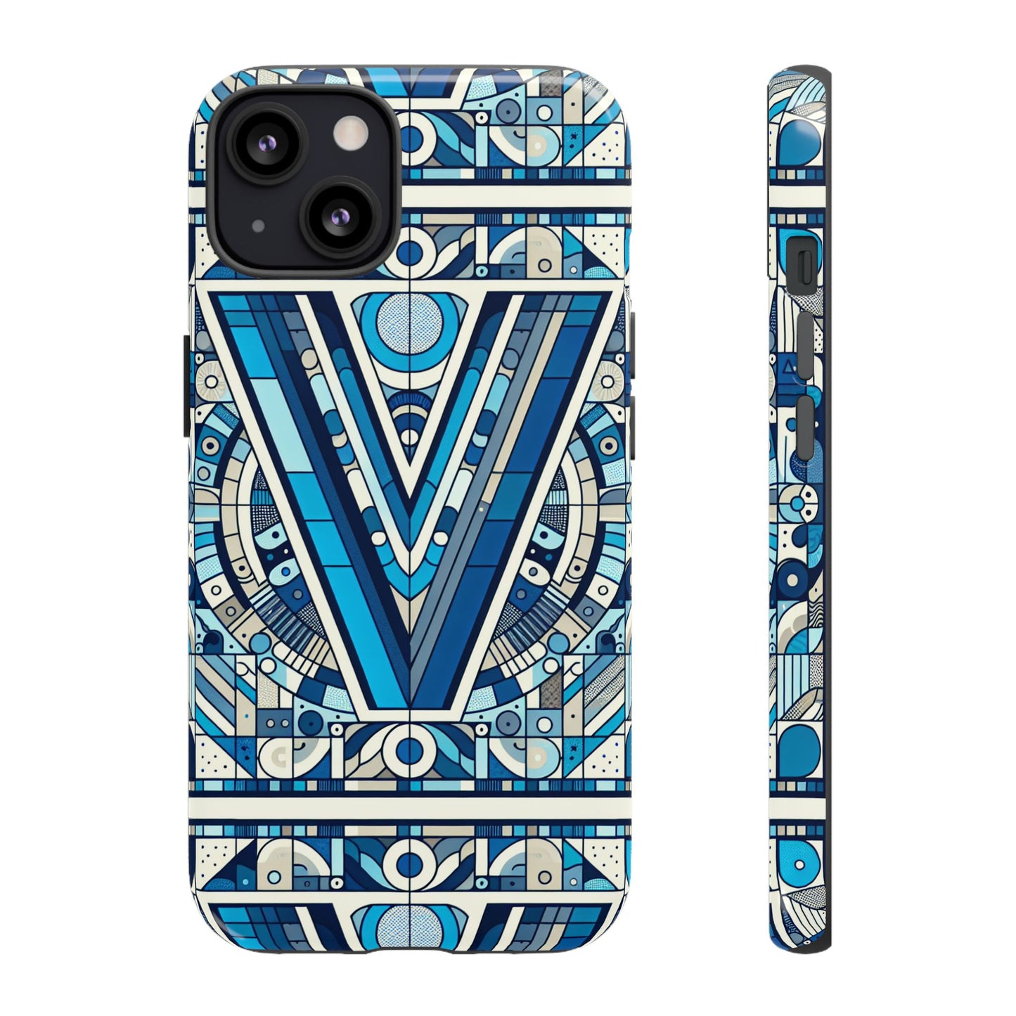 blue alphabet letter v phone case for men women kids durable shockproof cartoon anime style gift
