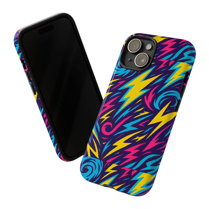 Vibrant Retro Lightning Bolt Protective Phone Case with 3D Design for Fashion Lovers Compatible with iPhone 13, 14, 15 & 16 – all models including Pro, Pro Max & Plus