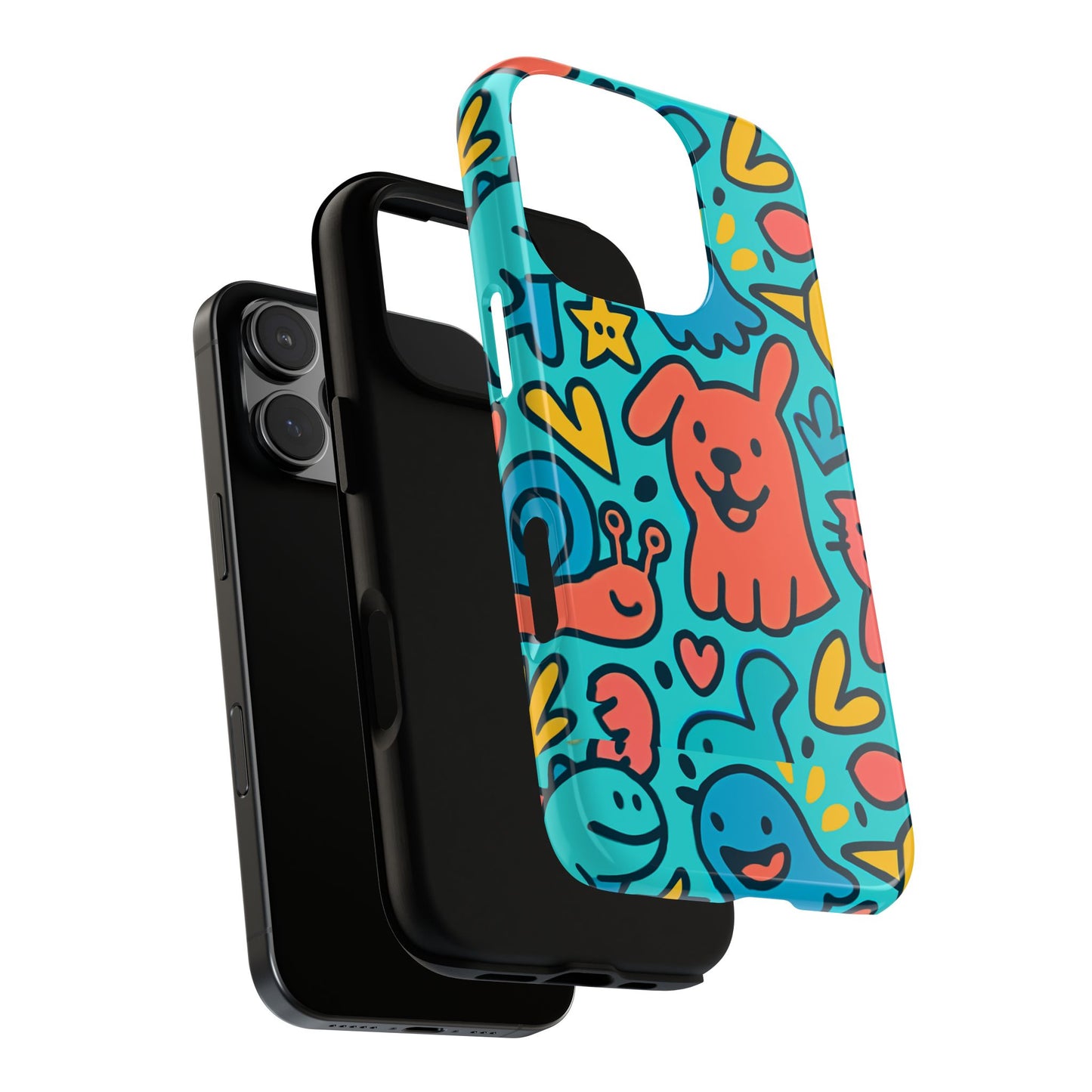 vibrant colourful protective phone case with fun animal cartoon design – stylish protection for kids and adults compatible with iphone 13, 14, 15 & 16 – all models including pro, pro max & plus