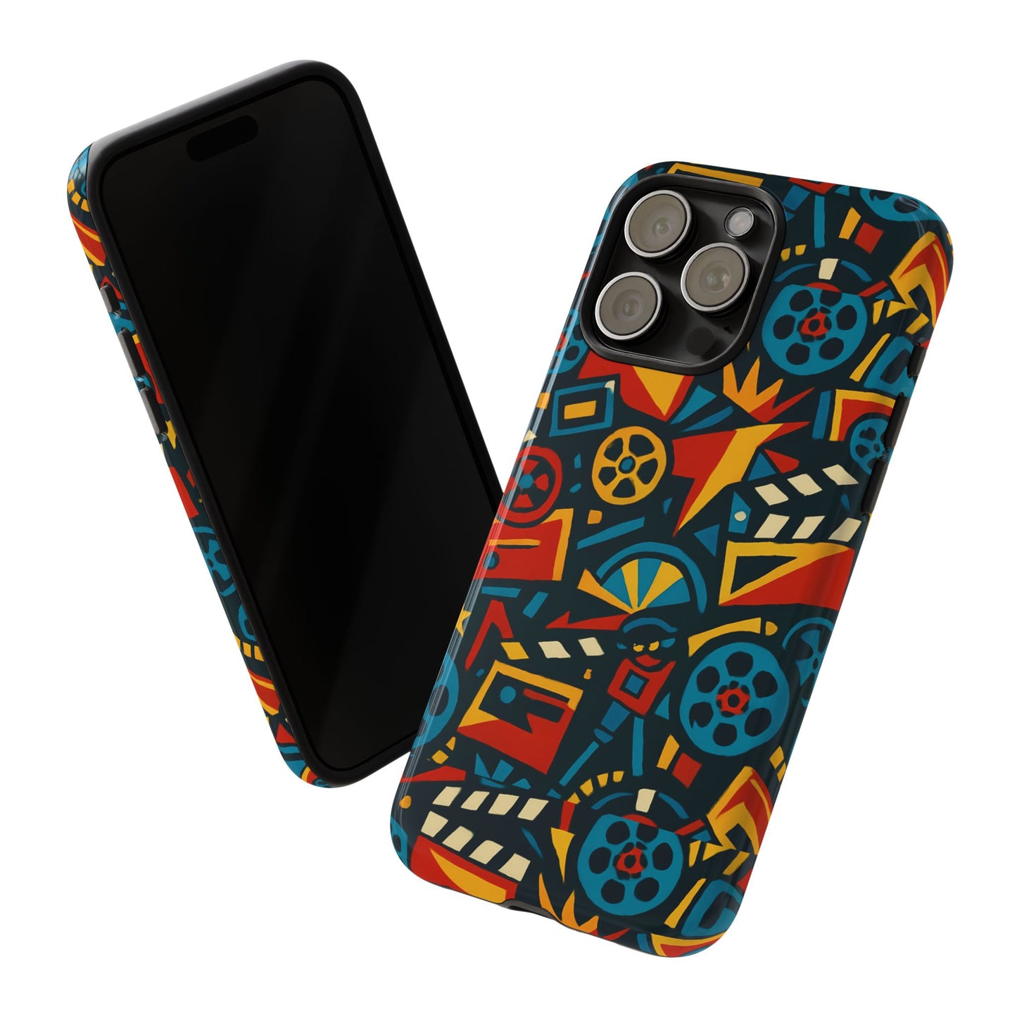 vibrant retro movie-inspired protective phone case with 3d design for stylish protection compatible with iphone 13, 14, 15 & 16 – all models including pro, pro max & plus