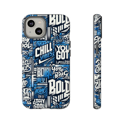 Vibrant 3D Typography Phone Case in Blue – Stylish Protection for Trendy Individuals – Compatible with iPhone 13, 14, 15 & 16 – all models including Pro, Pro Max & Plus