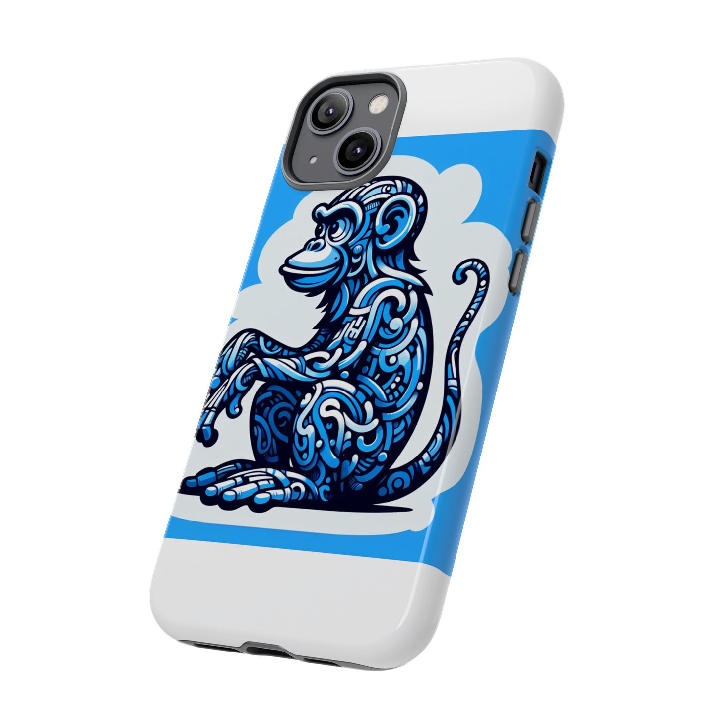 vibrant 3d monkey design phone case in blue – stylish protection for smartphones compatible with iphone 13, 14, 15 & 16 – all models including pro, pro max & plus