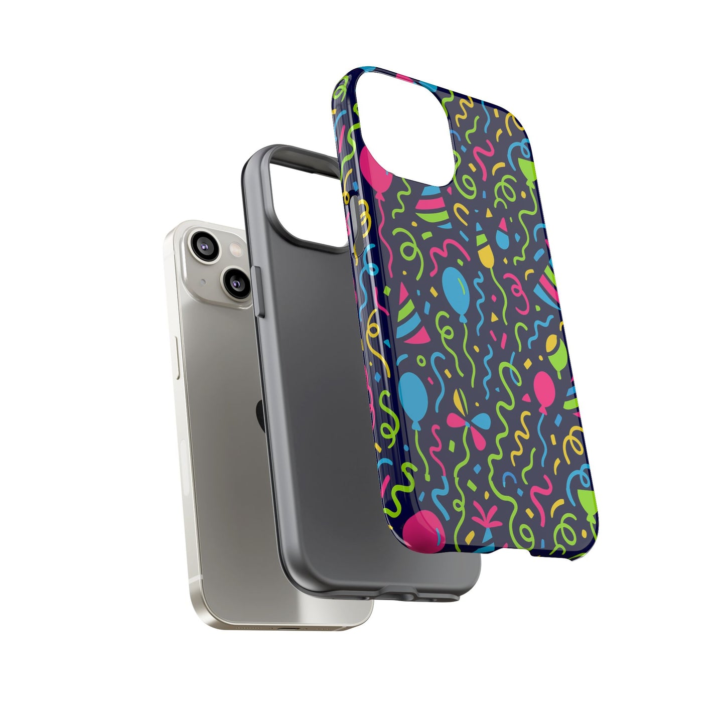 vibrant 3d wrap protective phone case with multicolour party design for playful smartphone accessories compatible with iphone 13, 14, 15 & 16 – all models including pro, pro max & plus
