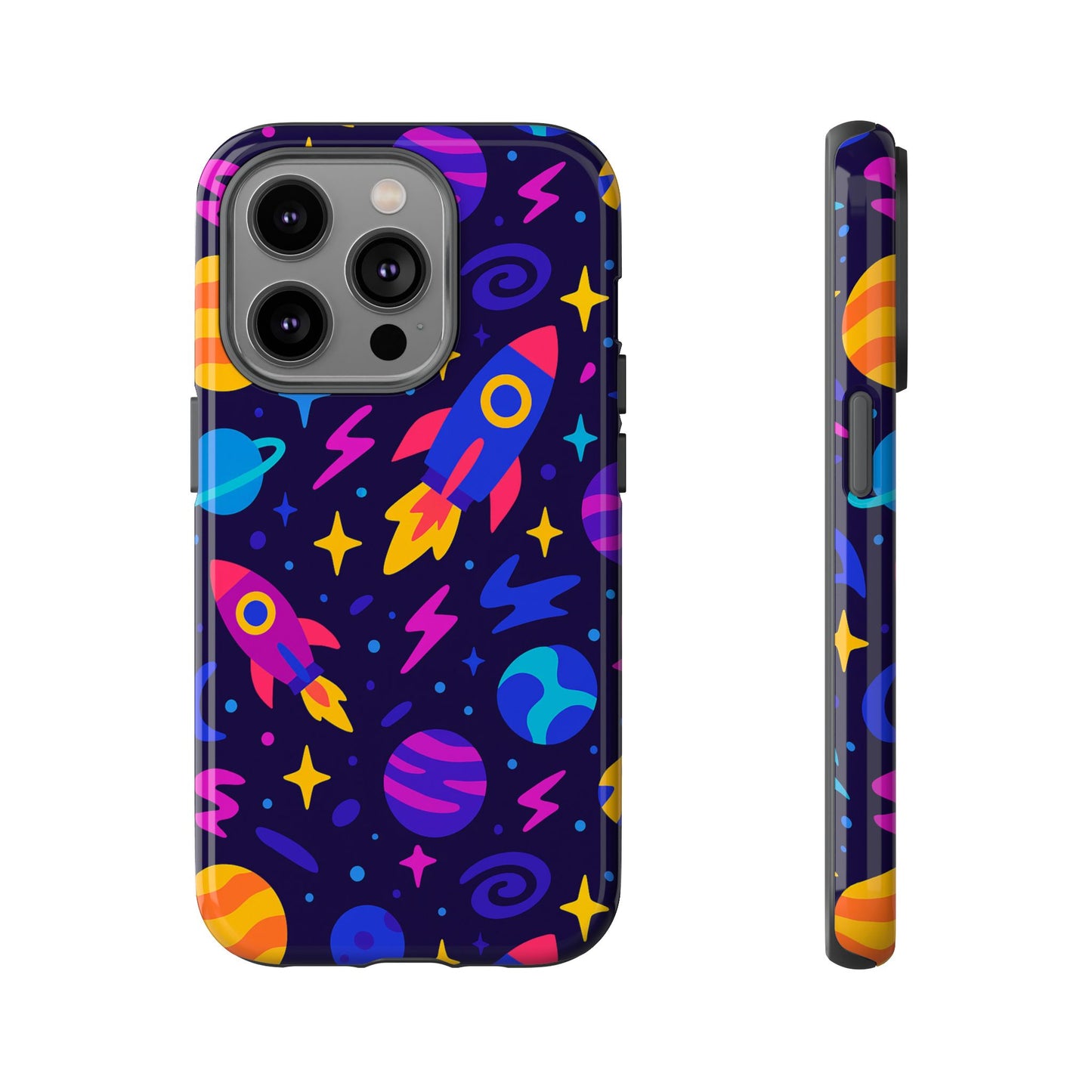 vibrant 3d wrap protective phone case with playful space theme for stylish self-expression compatible with iphone 13, 14, 15 & 16 – all models including pro, pro max & plus