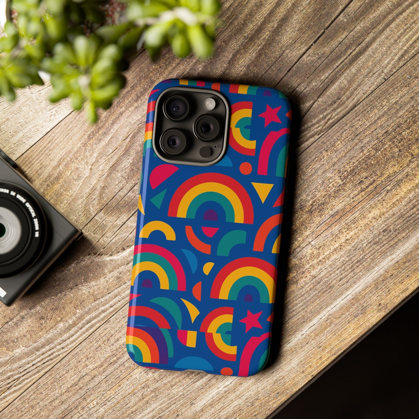 vibrant 3d geometric phone case in multicolour design for stylish protection compatible with iphone 13, 14, 15 & 16 – all models including pro, pro max & plus