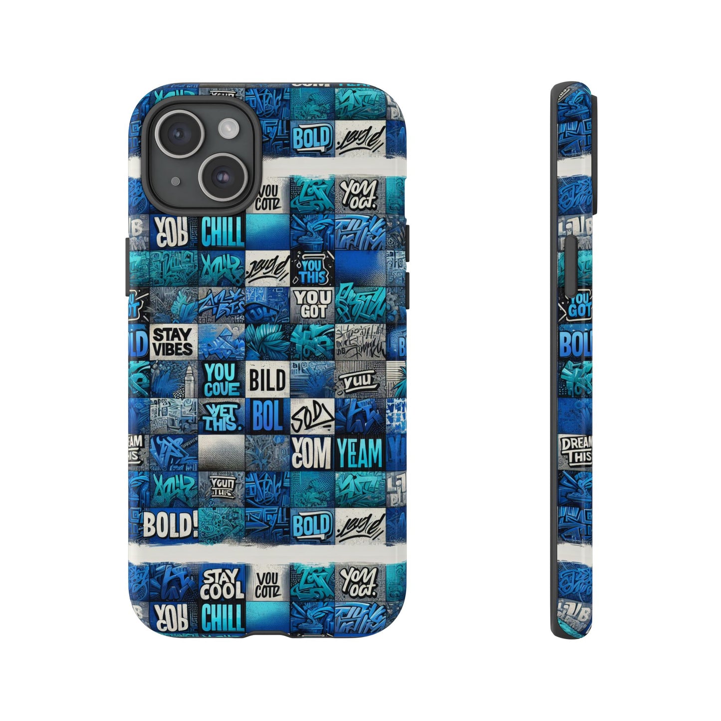 vibrant 3d graphic protective phone case with blue design – playful accessory for stylish protection compatible with iphone 13, 14, 15 & 16 – all models including pro, pro max & plus