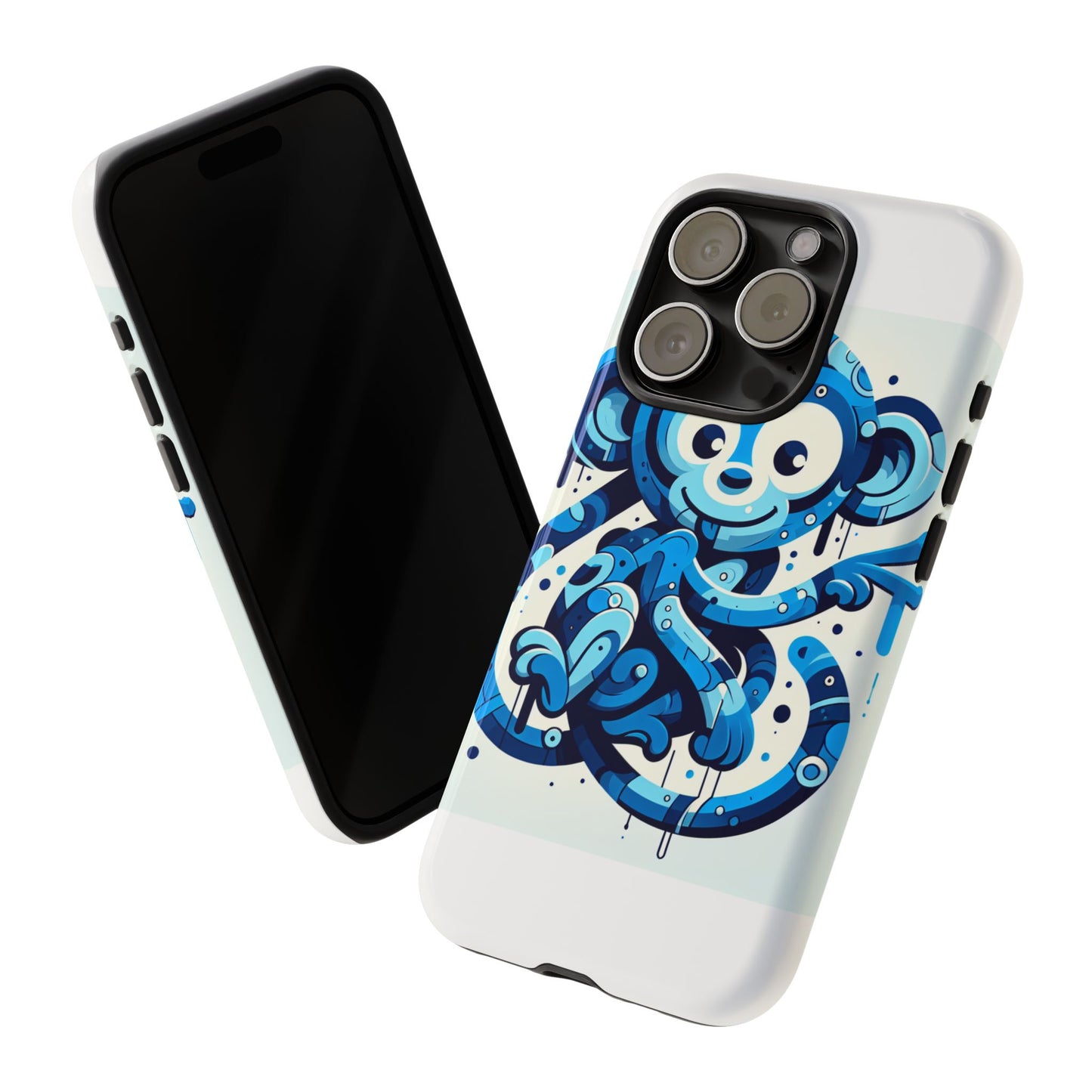 protective 3d wrap phone case with playful monkey design in blue – stylish protection for men and women compatible with iphone 13, 14, 15 & 16 – all models including pro, pro max & plus
