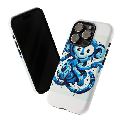 Protective 3D Wrap Phone Case with Playful Monkey Design in Blue – Stylish Protection for Men and Women Compatible with iPhone 13, 14, 15 & 16 – all models including Pro, Pro Max & Plus