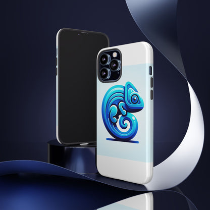 Vibrant 3D Chameleon Phone Case in Blue Retro Design for Stylish Protection – Compatible with iPhone 13, 14, 15 & 16 – all models including Pro, Pro Max & Plus