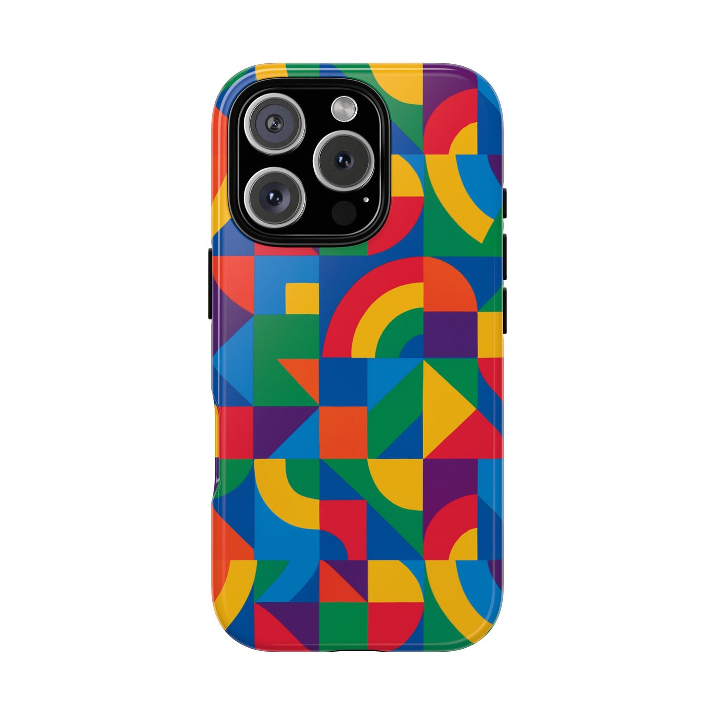 vibrant 3d geometric phone case with bold design stylish protection accessory compatible with iphone 13, 14, 15 & 16 – all models including pro, pro max & plus