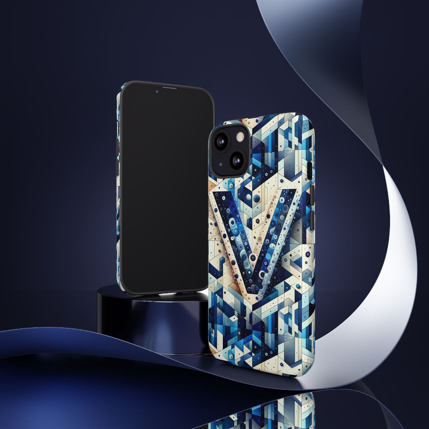 blue alphabet v phone case for samsung and iphone shockproof protective cover with 3d wrap design and uv resistance