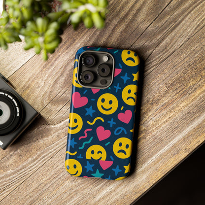 Vibrant Multicolour Emoji Phone Case with 3D Wrap Design for Playful Protection Compatible with iPhone 13, 14, 15 & 16 – all models including Pro, Pro Max & Plus
