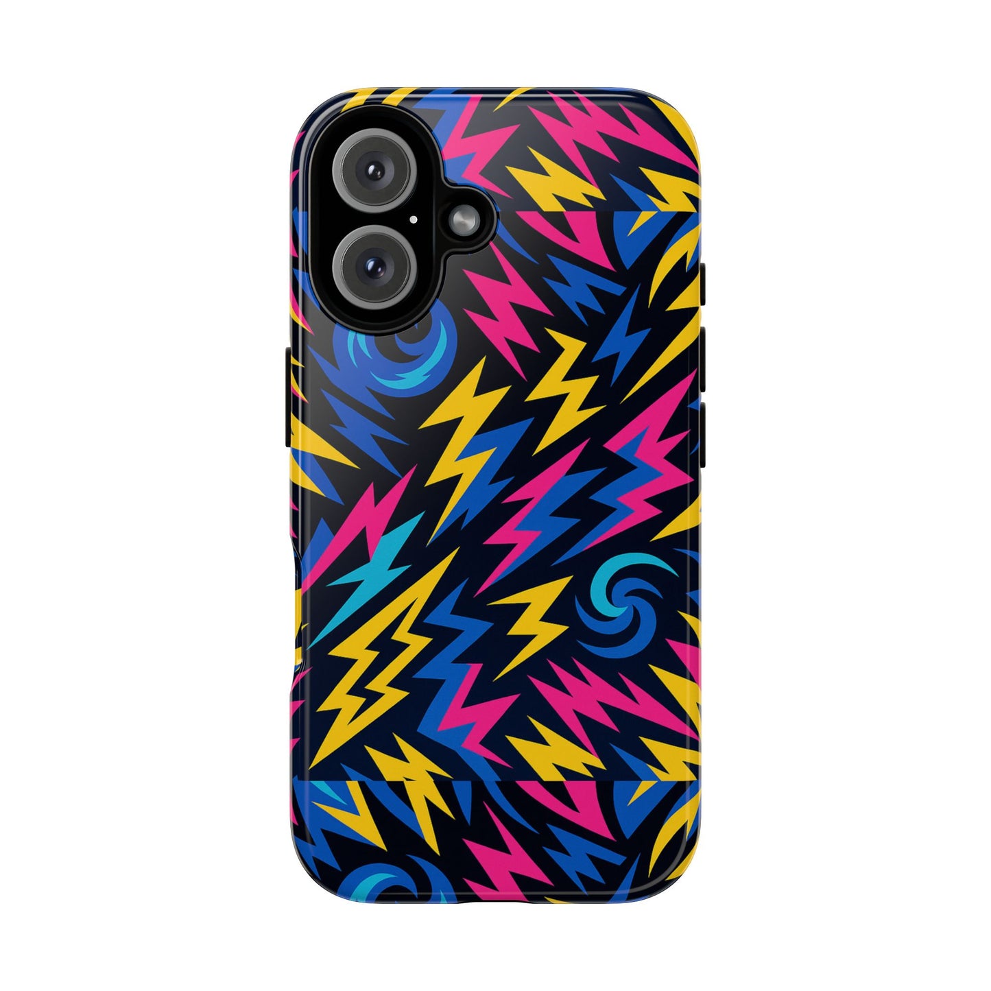 vibrant lightning bolt protective phone case with 3d wrap design for trendy aesthetic accessories compatible with iphone 13, 14, 15 & 16 – all models including pro, pro max & plus
