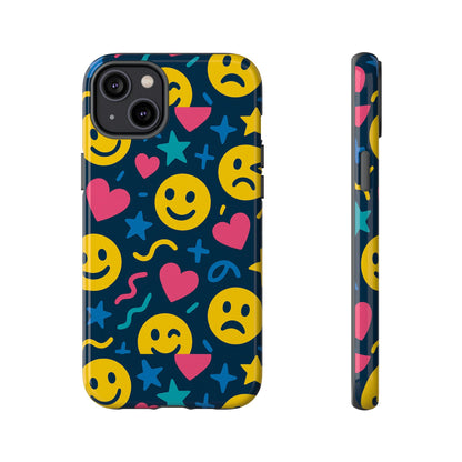 Vibrant Multicolour Emoji Phone Case with 3D Wrap Design for Playful Protection Compatible with iPhone 13, 14, 15 & 16 – all models including Pro, Pro Max & Plus