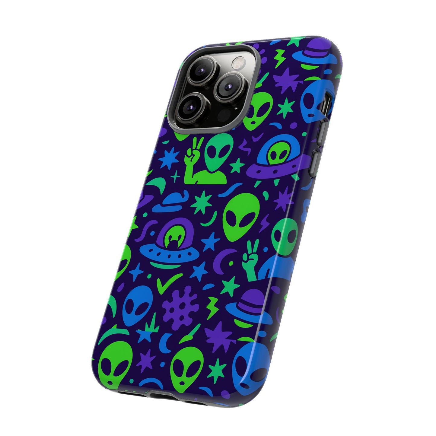 multicolour alien 3d wrap protective phone case, playful anime design for unisex self-expression, stylish protection, compatible with iphone 13, 14, 15 & 16 – all models including pro, pro max & plus