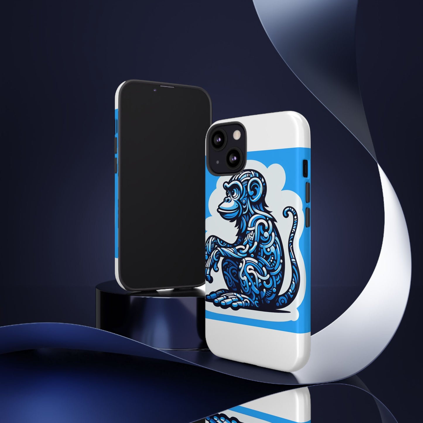 vibrant 3d monkey design phone case in blue – stylish protection for smartphones compatible with iphone 13, 14, 15 & 16 – all models including pro, pro max & plus