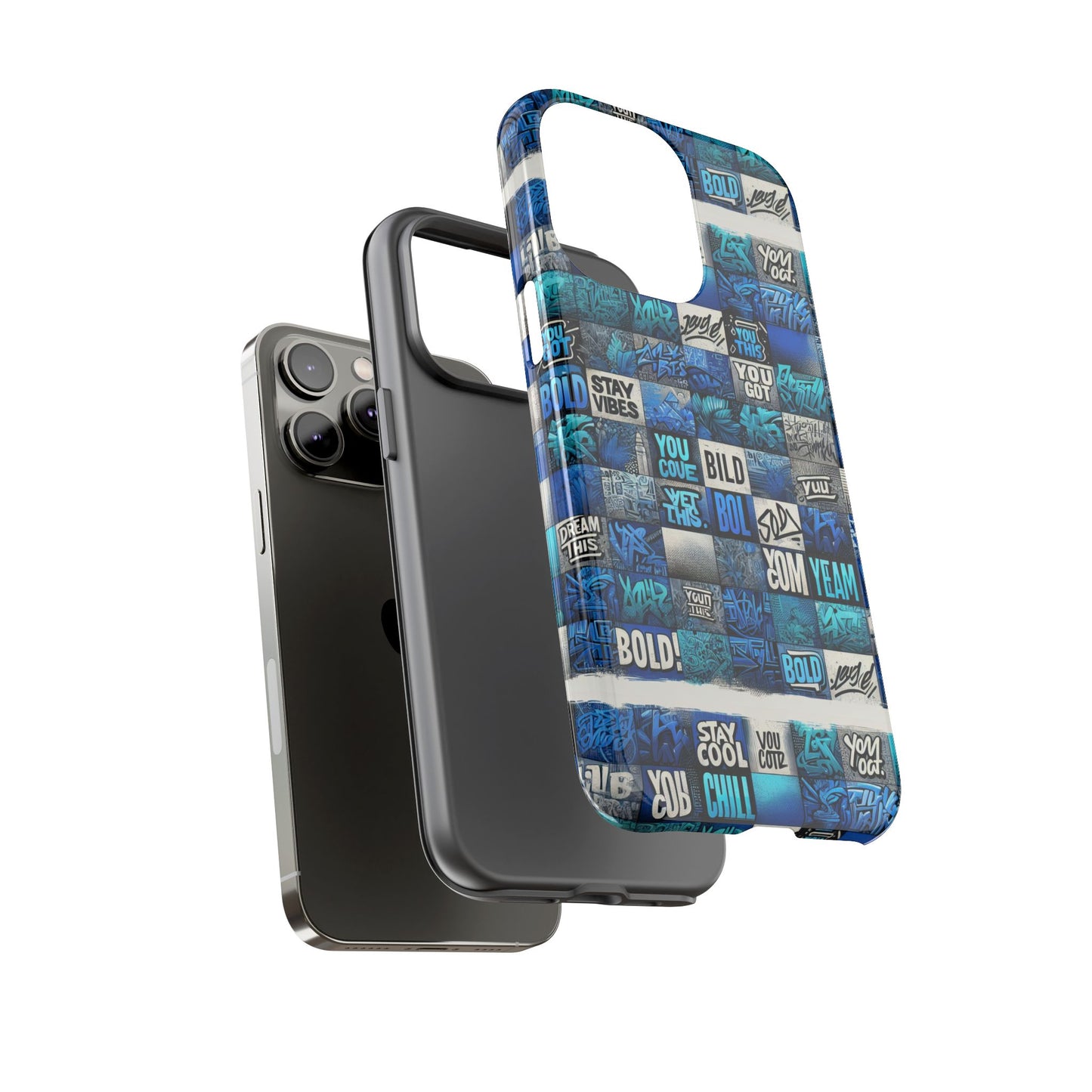 vibrant 3d graphic protective phone case with blue design – playful accessory for stylish protection compatible with iphone 13, 14, 15 & 16 – all models including pro, pro max & plus
