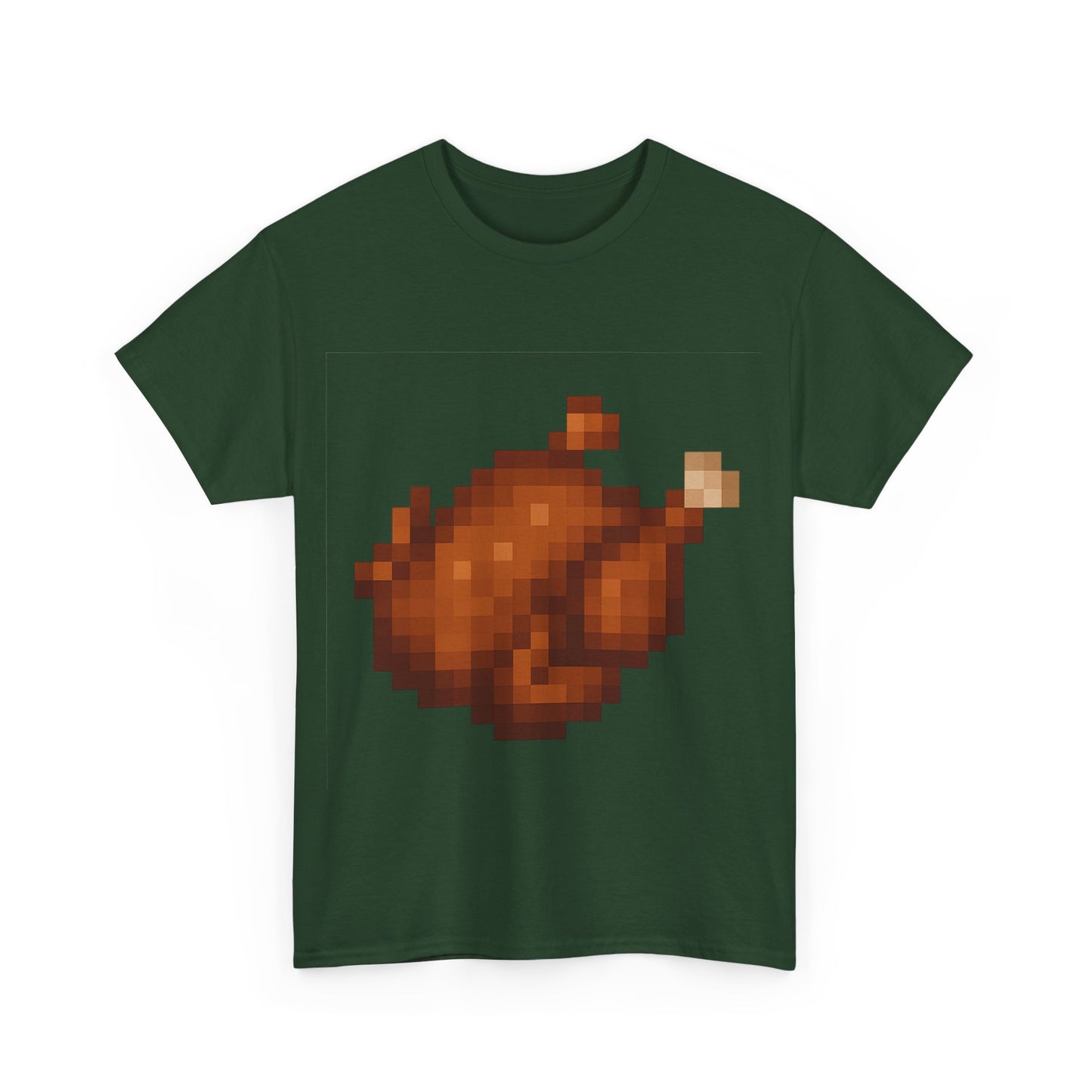 funny pixel turkey unisex heavy cotton tee for gamers - perfect thanksgiving shirt, casual wear, comfortable cotton tee, fun gamer apparel, holiday graphic tee