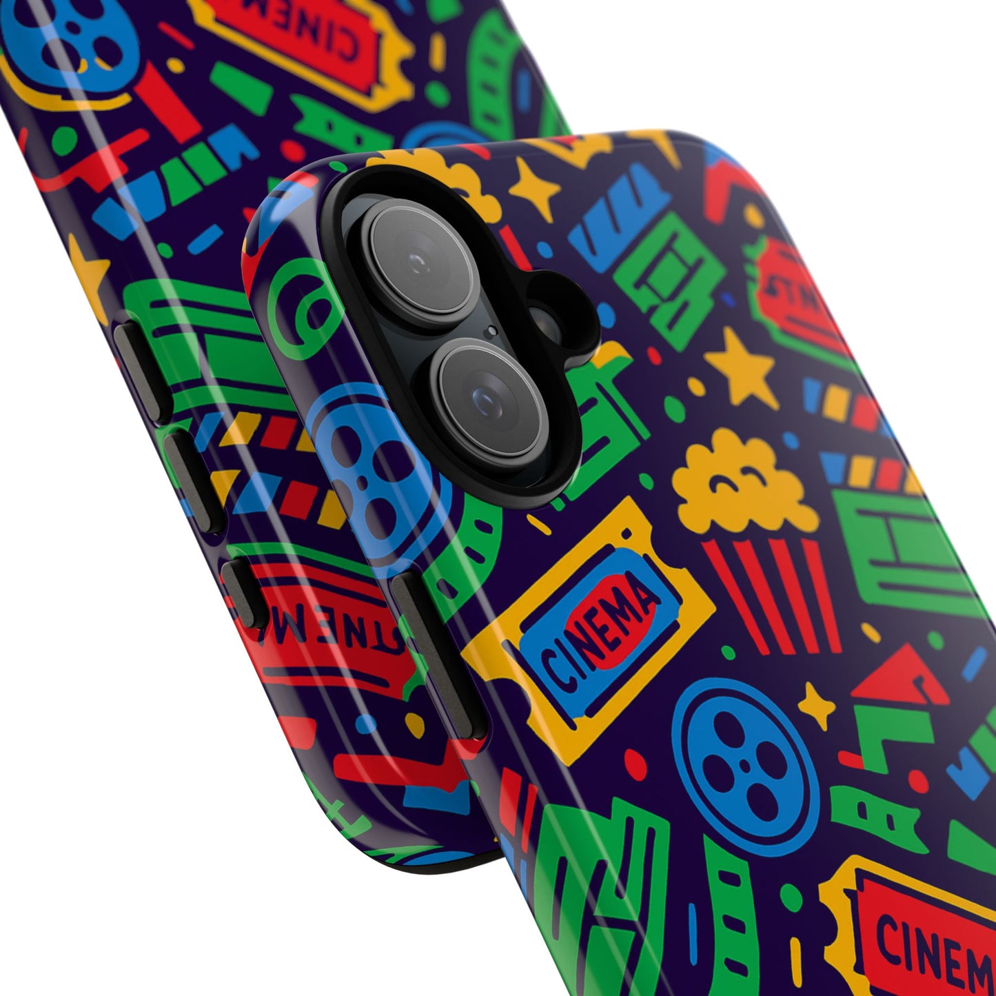 vibrant multicolour cinema-themed 3d wrap protective phone case for self-expression stylish protection compatible with iphone 13, 14, 15 & 16 – all models including pro, pro max & plus