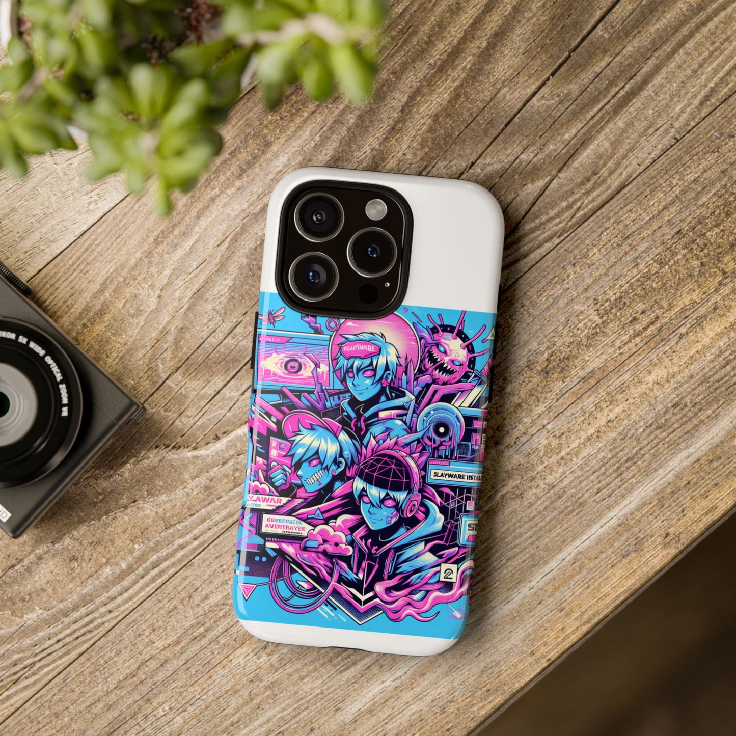 slayware installed protective phone case with 3d wrap design for anime and comic lovers, durable shock absorption, uv protected, glossy or matte finish