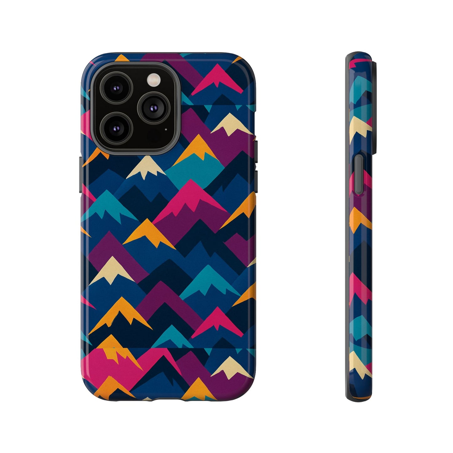 multicolour mountain geometric protective phone case – stylish accessory for unique self-expression compatible with iphone 13, 14, 15 & 16 – all models including pro, pro max & plus