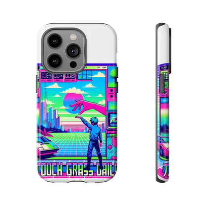 Touch Grass Daily 3D Wrap Protective Phone Case for Smartphones, Durable Shock Absorption, UV Protected, Unique Anime Design, Fun Gift for Tech Enthusiasts