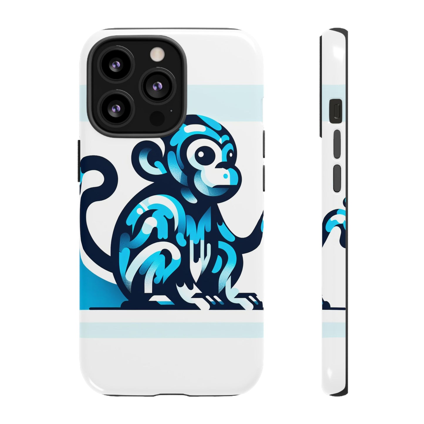 vibrant 3d monkey-inspired phone case for stylish protection in blue – unisex design compatible with iphone 13, 14, 15 & 16 – all models including pro, pro max & plus