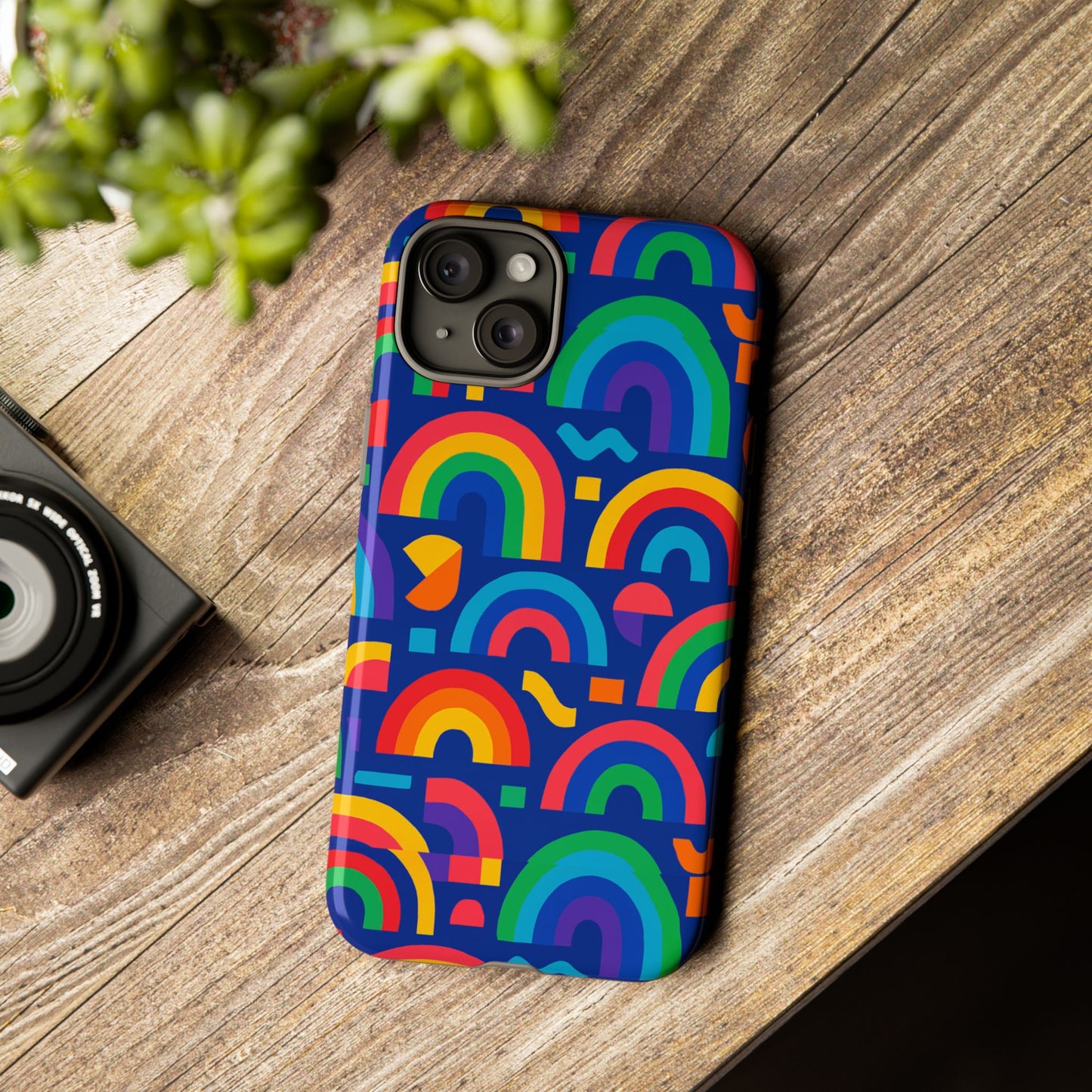 vibrant rainbow geometric 3d wrap protective phone case for stylish accessories compatible with iphone 13, 14, 15 & 16 – all models including pro, pro max & plus