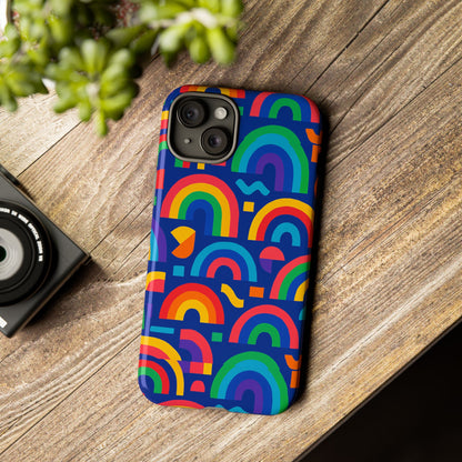 Vibrant Rainbow Geometric 3D Wrap Protective Phone Case for Stylish Accessories Compatible with iPhone 13, 14, 15 & 16 – All Models Including Pro, Pro Max & Plus