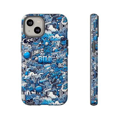 Blue Pattern Image 5 Phone Case for Smartphones Retro Anime Comic Style Shock Absorption Durable TPU Protective Cover