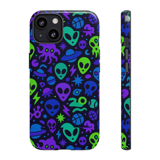 Vibrant 3D Alien and Space Design Protective Phone Case for Unisex Smartphone Accessories Compatible with iPhone 13, 14, 15 & 16 – All Models Including Pro, Pro Max & Plus