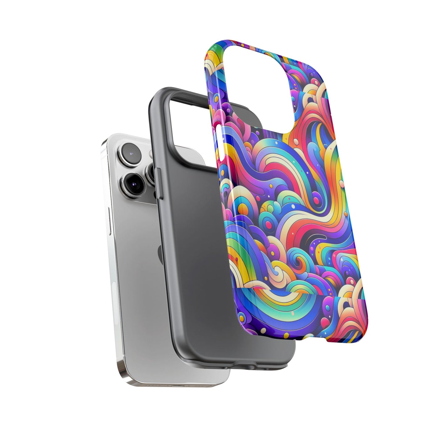 pattern image 4 vibrant shockproof phone case for anime and comic fans - colourful abstract design compatible with iphone 13, 14, 15 & 16 – all models including pro, pro max & plus