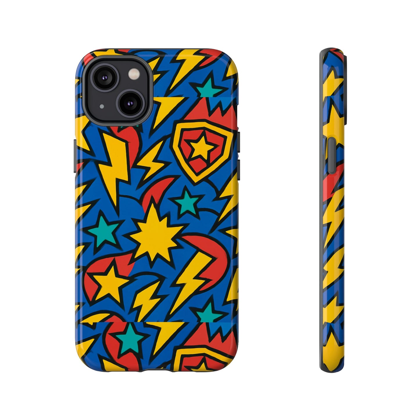 multicolour superhero phone case with 3d design for playful protection compatible with iphone 13, 14, 15 & 16 – all models including pro, pro max & plus