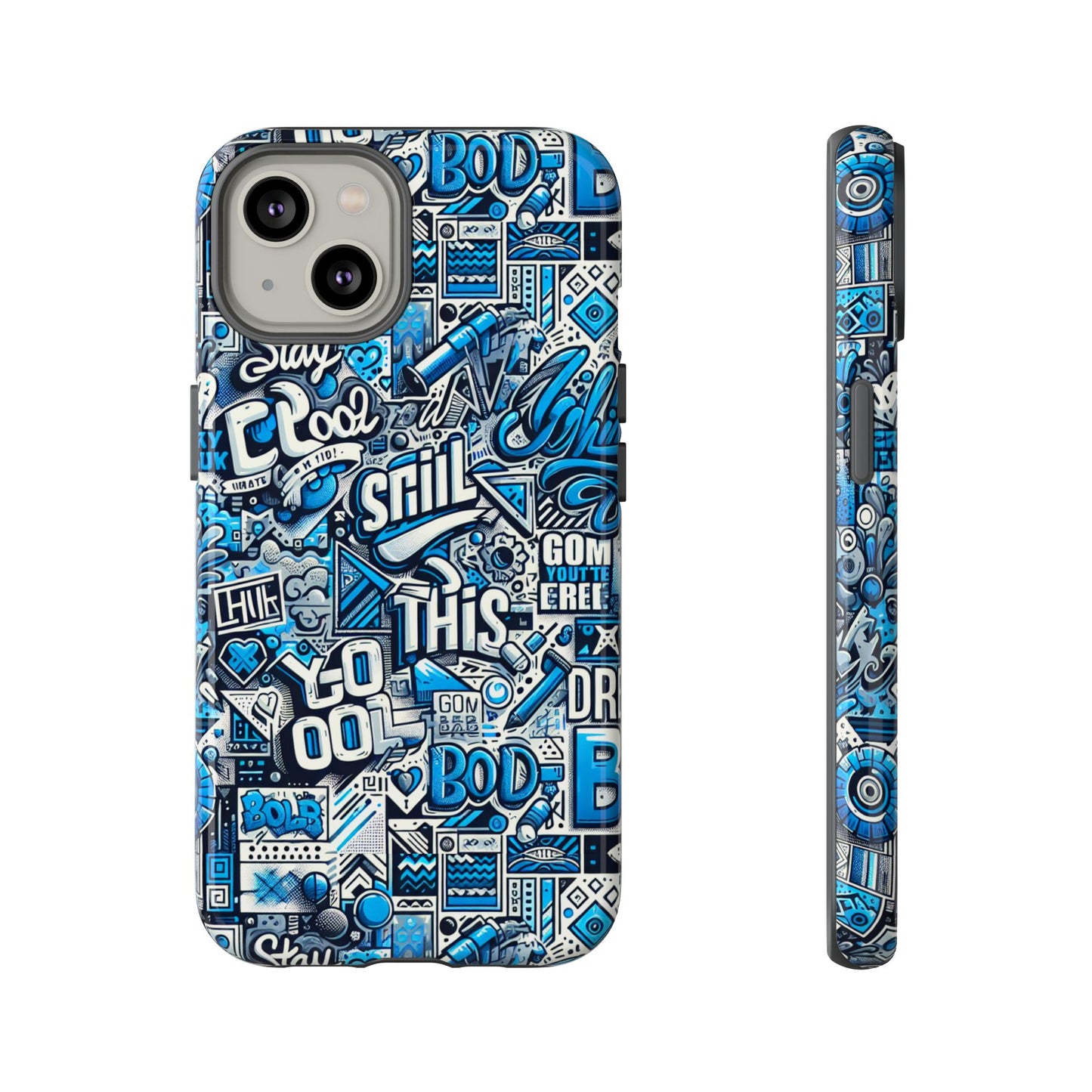 3d wrap protective phone case in vibrant blue retro design for unique style and playful expression compatible with iphone 13, 14, 15 & 16 – all models including pro, pro max & plus