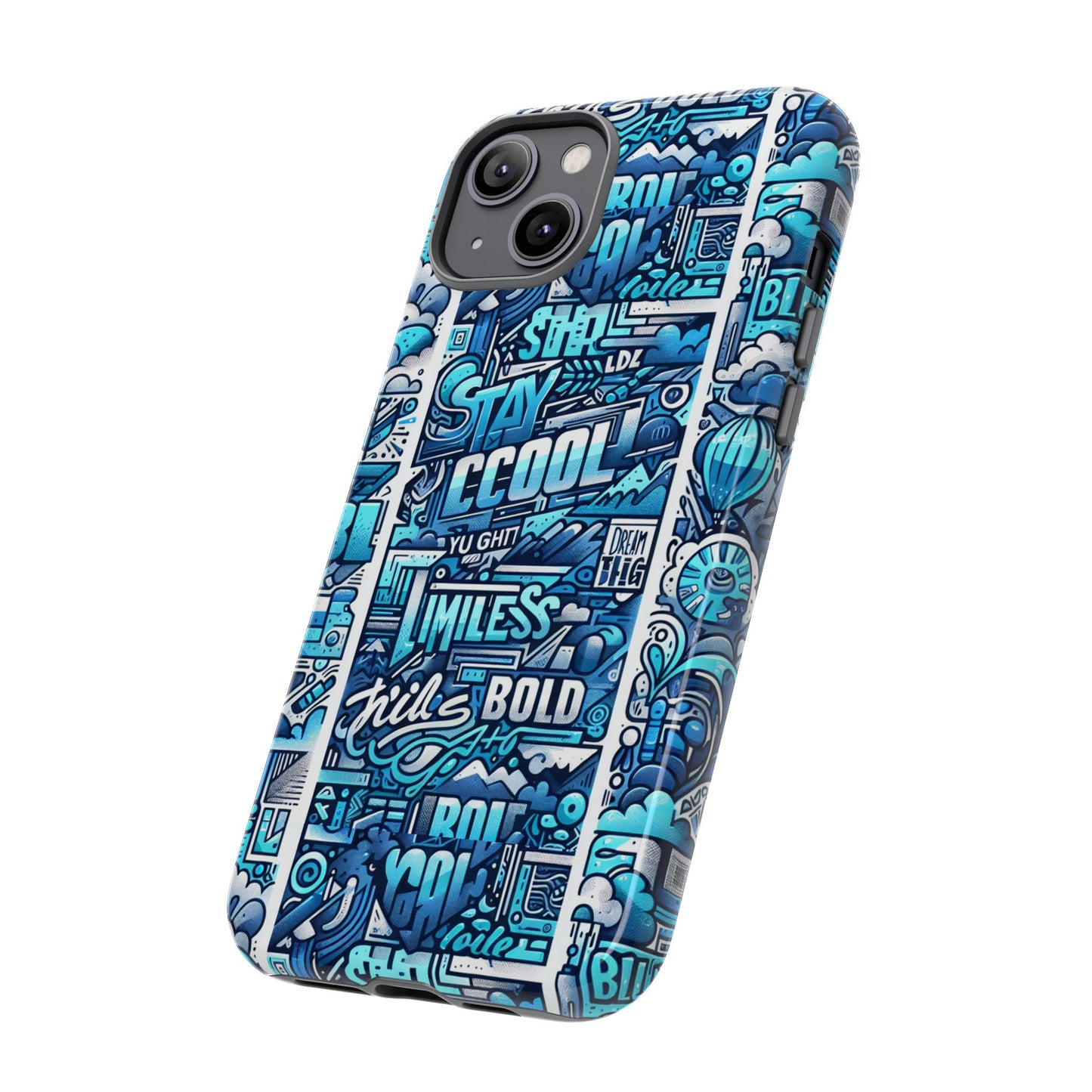 vibrant artistic 3d wrap phone case in blue for trendsetters – stylish protection compatible with iphone 13, 14, 15 & 16 – all models including pro, pro max & plus