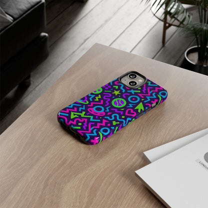 Vibrant Y2K Abstract Protective Phone Case with 3D Wrap Design for Bold Aesthetic Compatible with iPhone 13, 14, 15 & 16 – all models including Pro, Pro Max & Plus